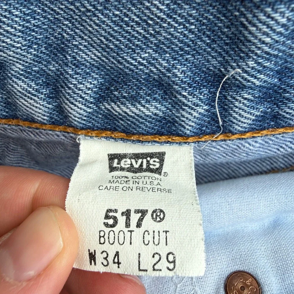 Vintage Levis 517 Mens 34x29 Blue Bootcut Jeans Made in USA 0100 Denim 517-0217‎